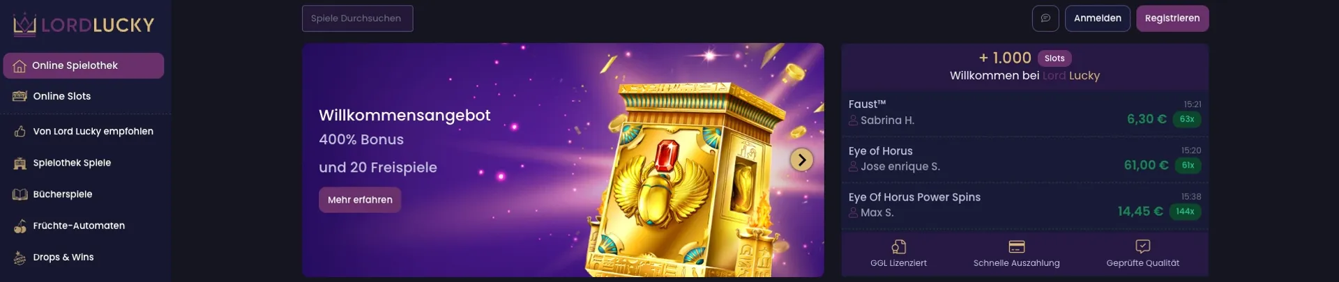 Lordlucky Willkommensbonus