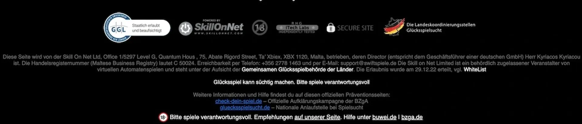 swift spiele lizenz