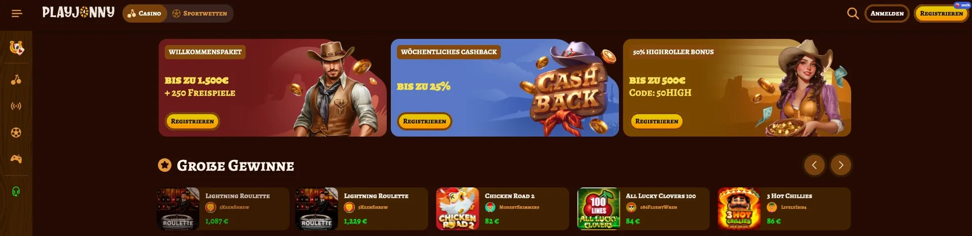Playjonny Casino Banner