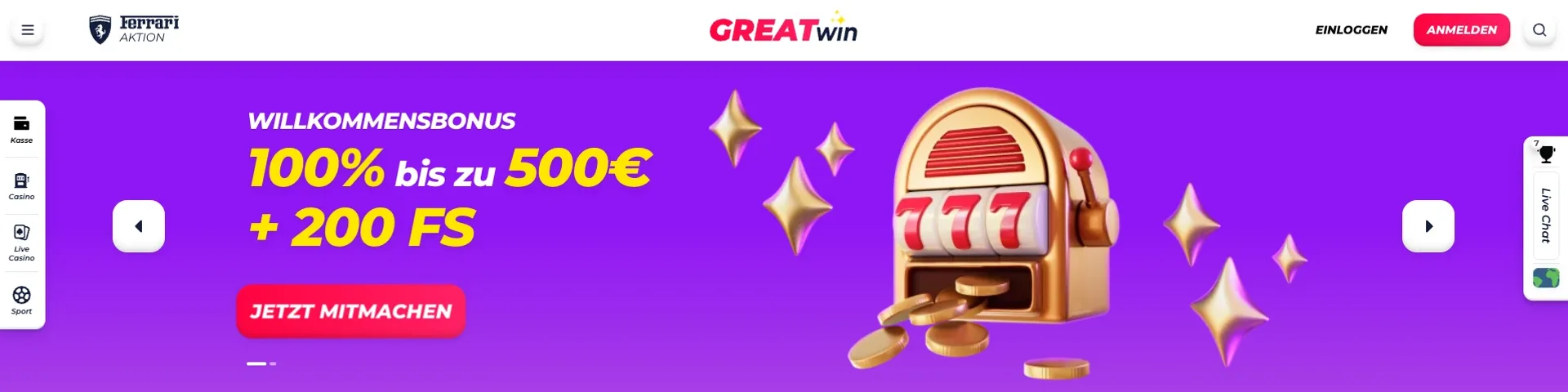 Greatwin Casino Willkommensangebot