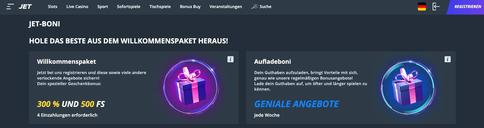 Jet Casino Bonus