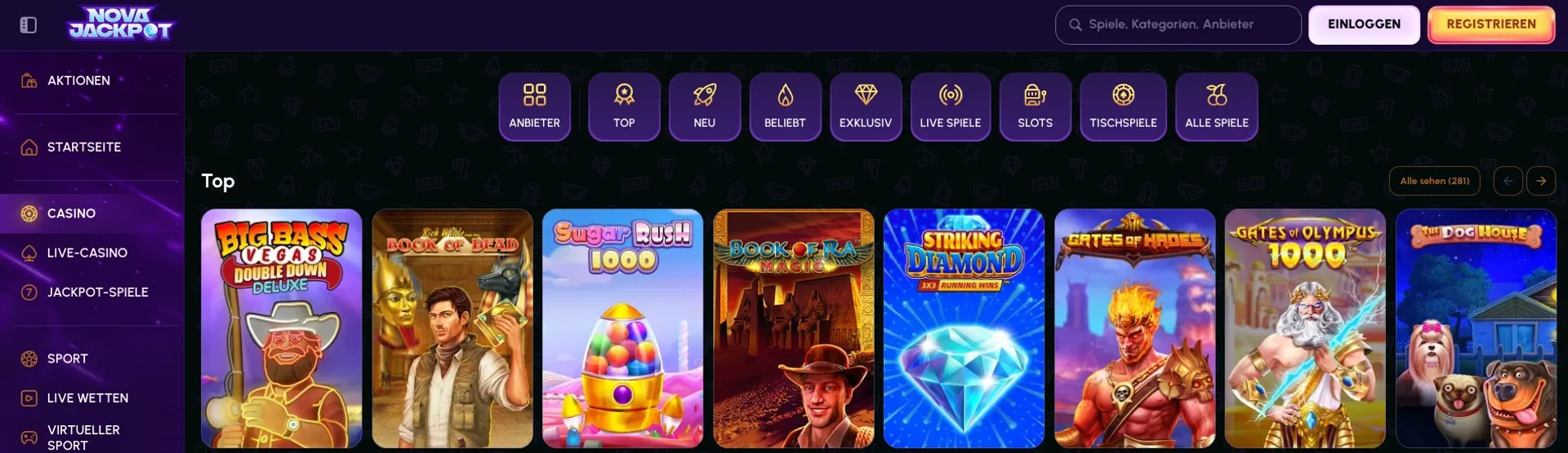 NovaJackpot Spiele