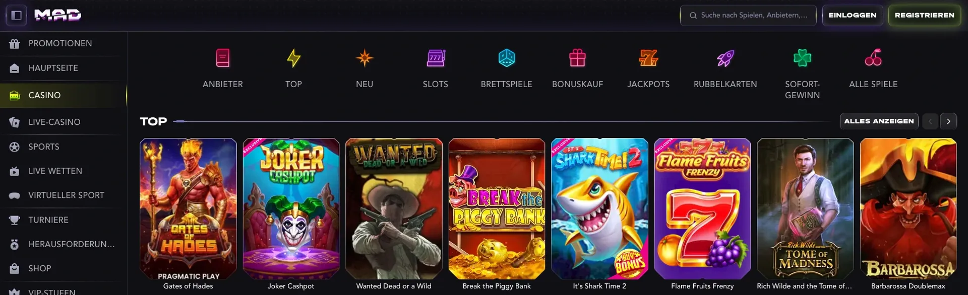 Mad Casino Spiele