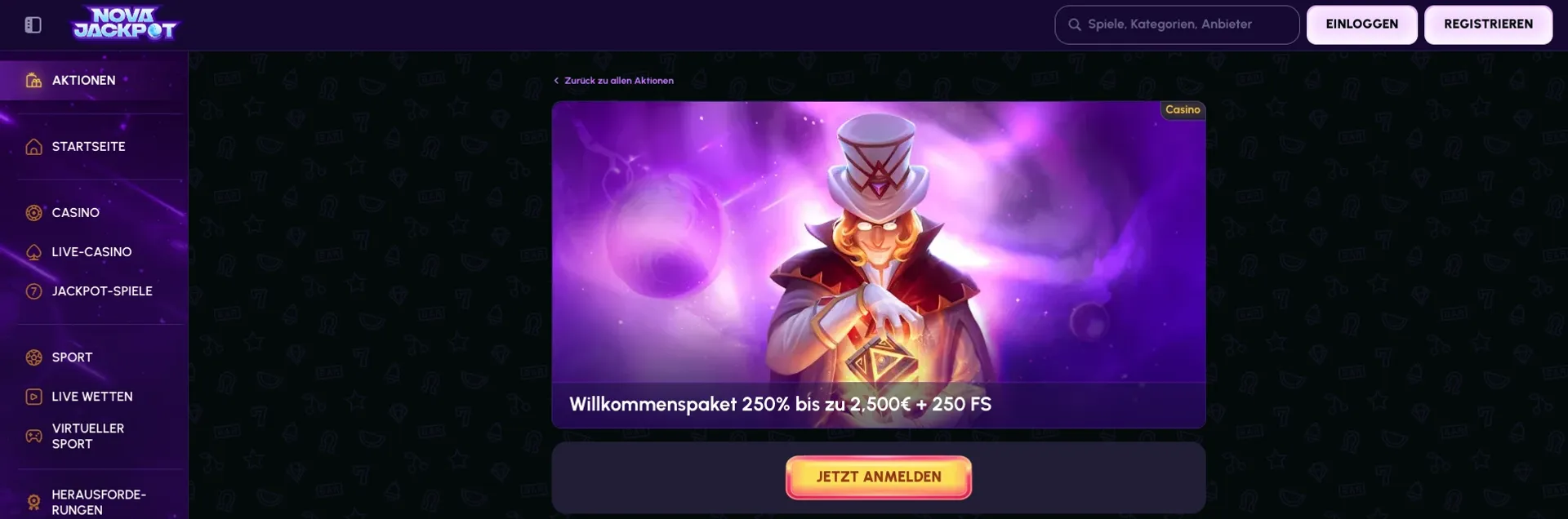 Willkommensbonus Novajackpot Casino