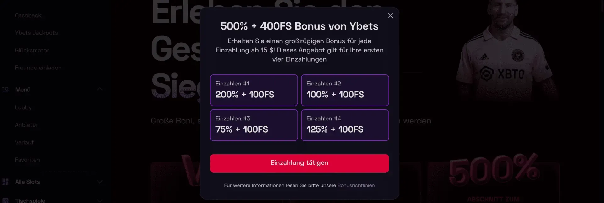 YBets Casino Willkommenspaket