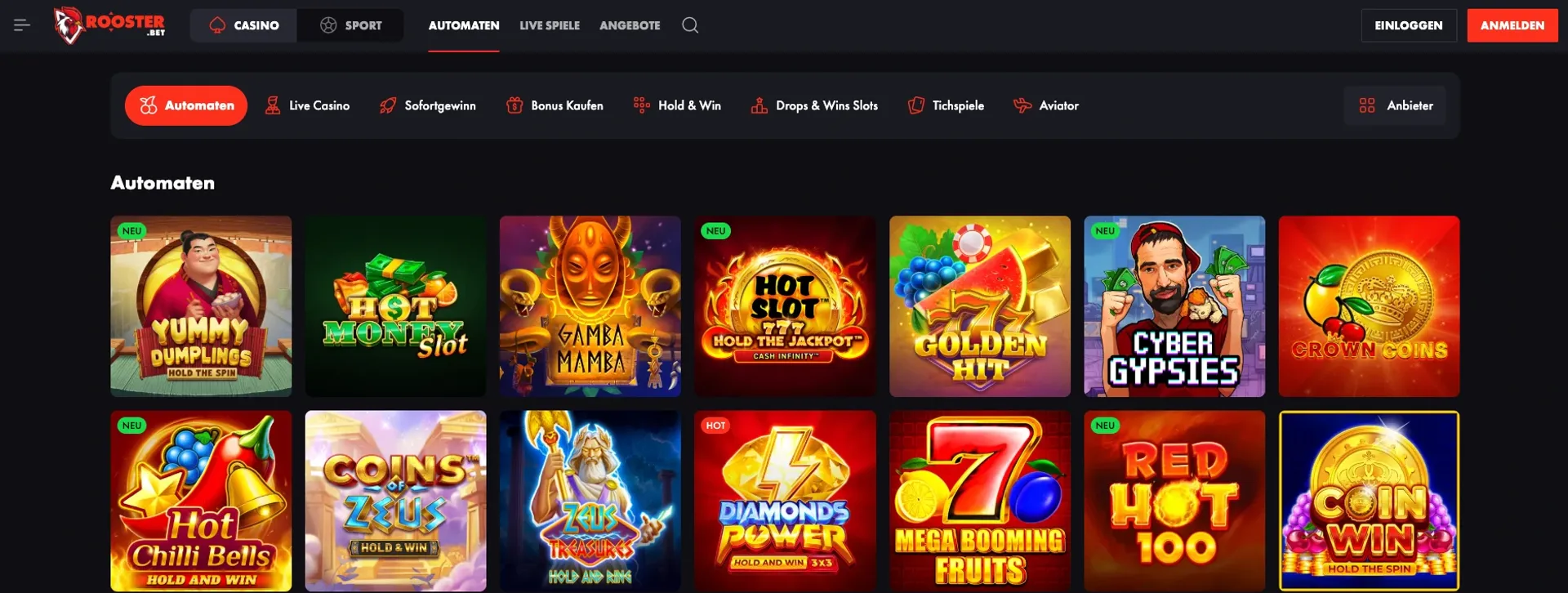 Rooster Bet Casino Spiele