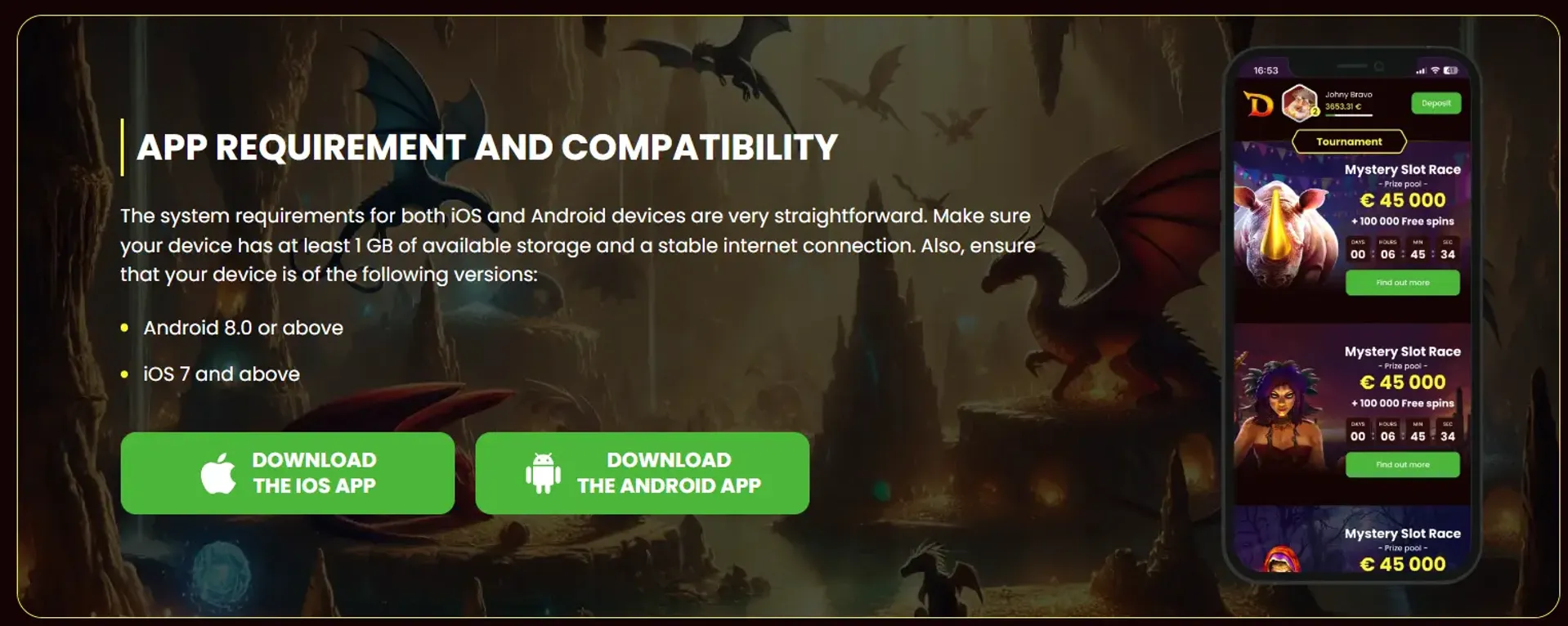 Dragonslots casino app requirement