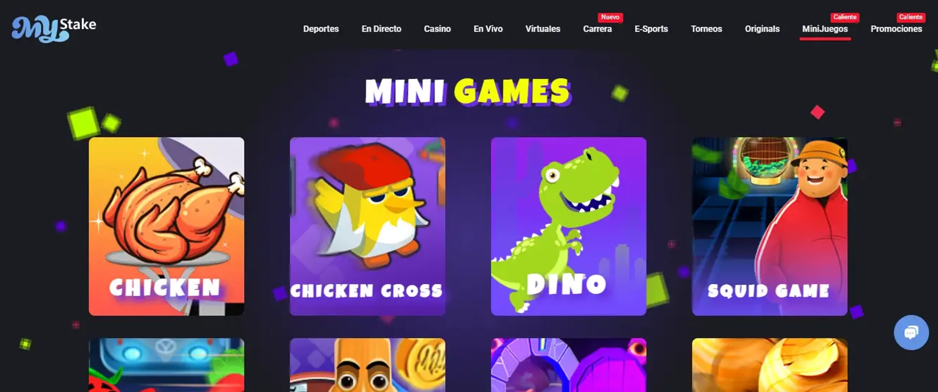 Catálogo de minijuegos rápidos en MyStake
