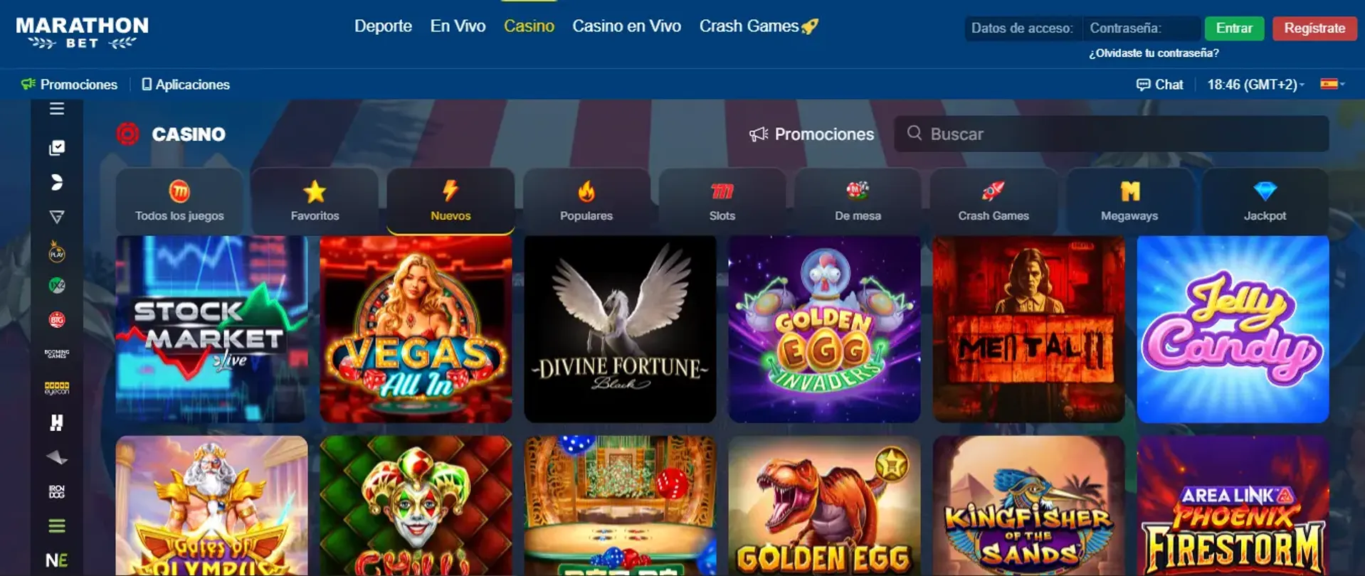 Biblioteca de juegos de casino en Marathonbet