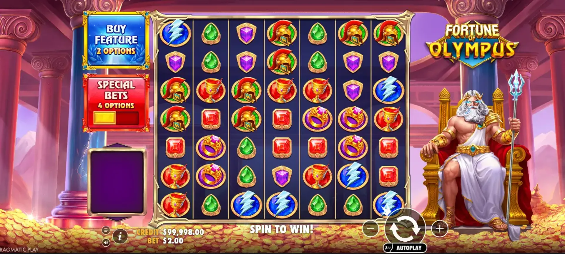 fortune of olympus juego base Juego base de la slot Fortune of Olympus