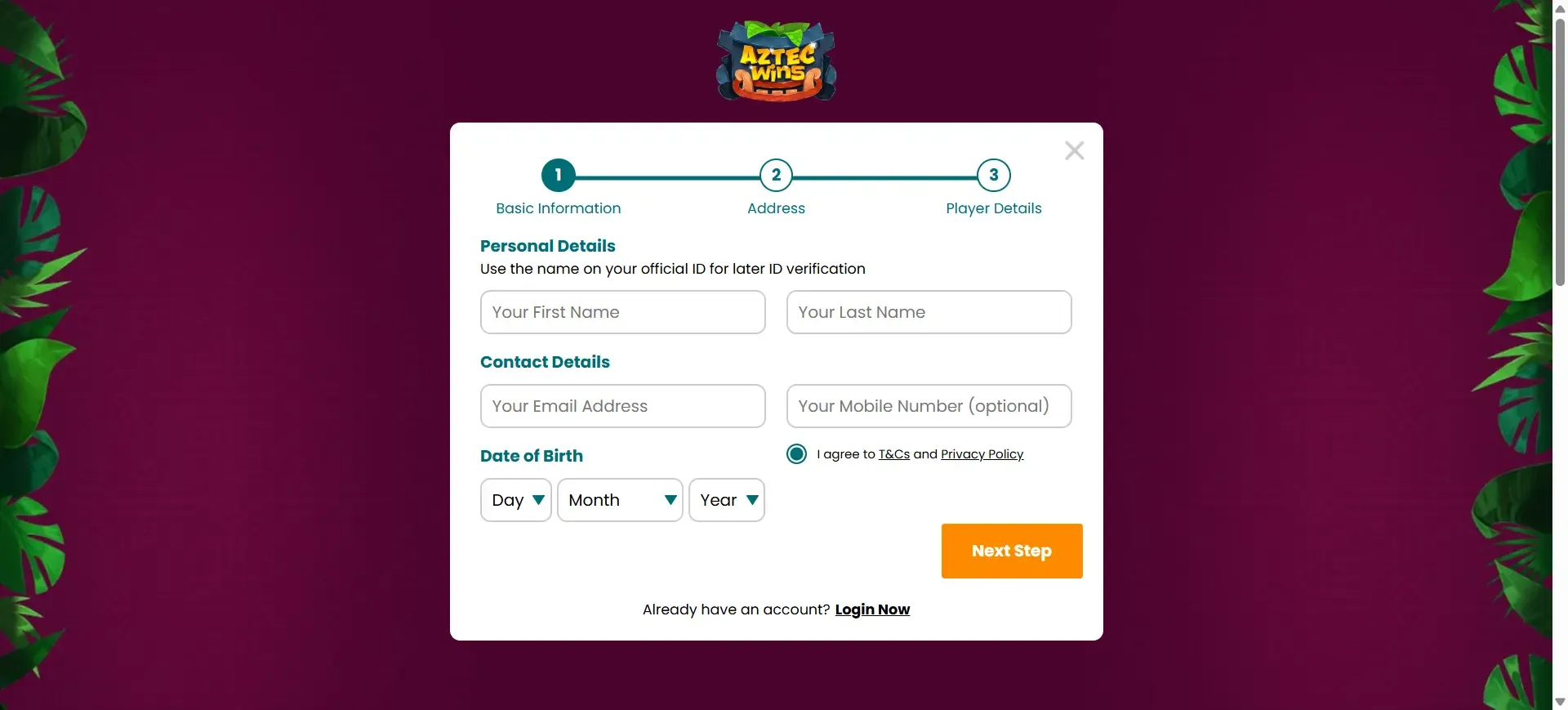 How to sign up at Aztec Wins