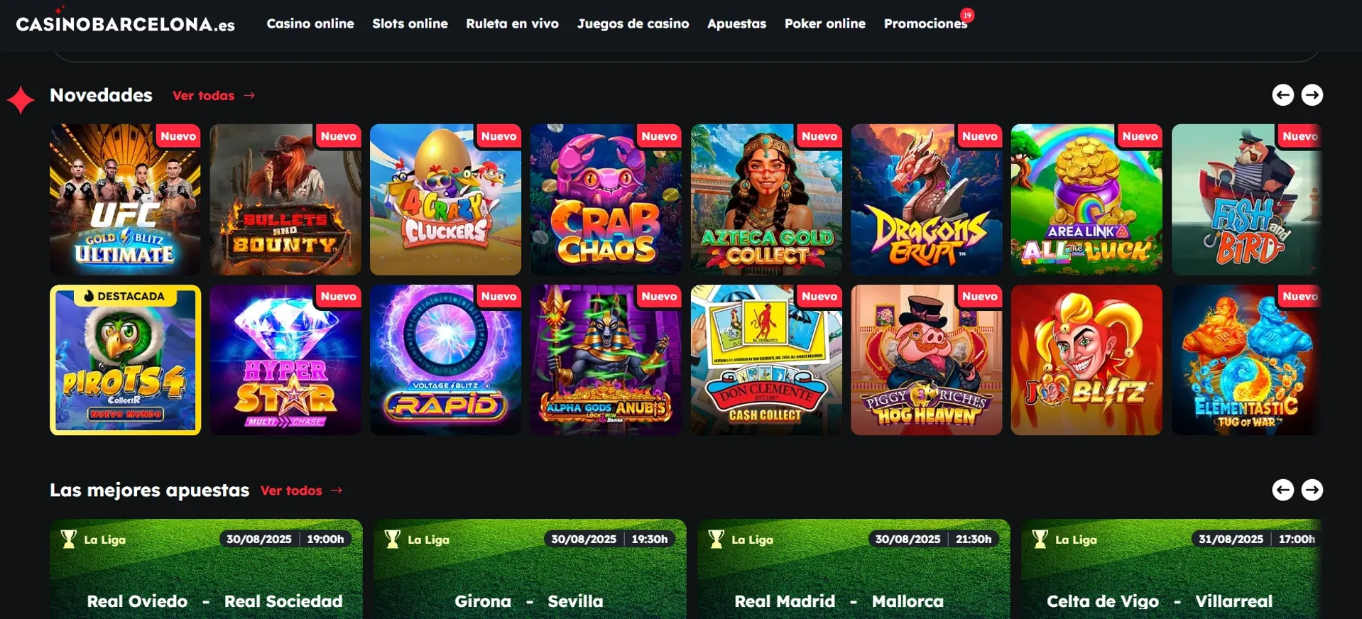 Tragaperras disponibles en el casino Barcelona