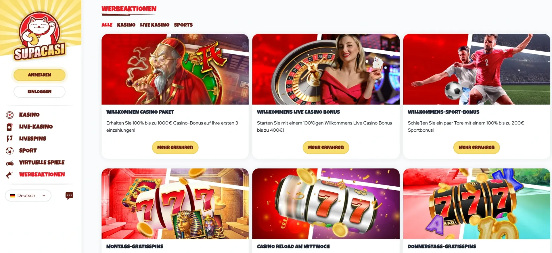 SupaCasi Casino Willkommensangebot