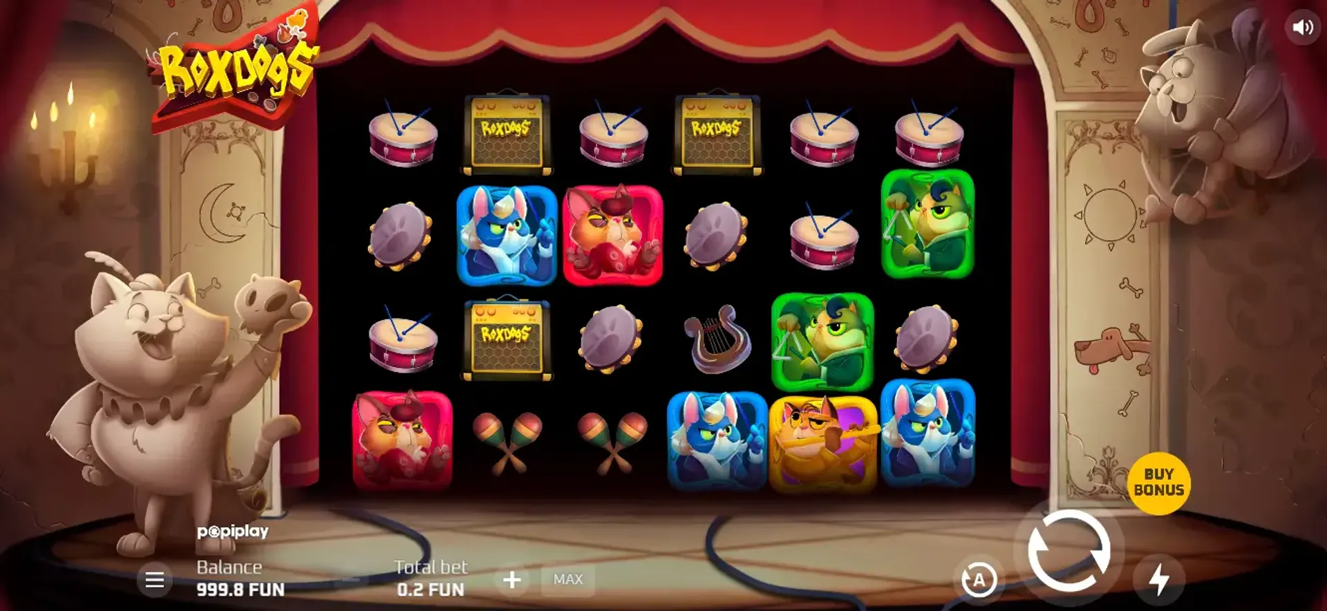 Juego base en la slot RoxDogs