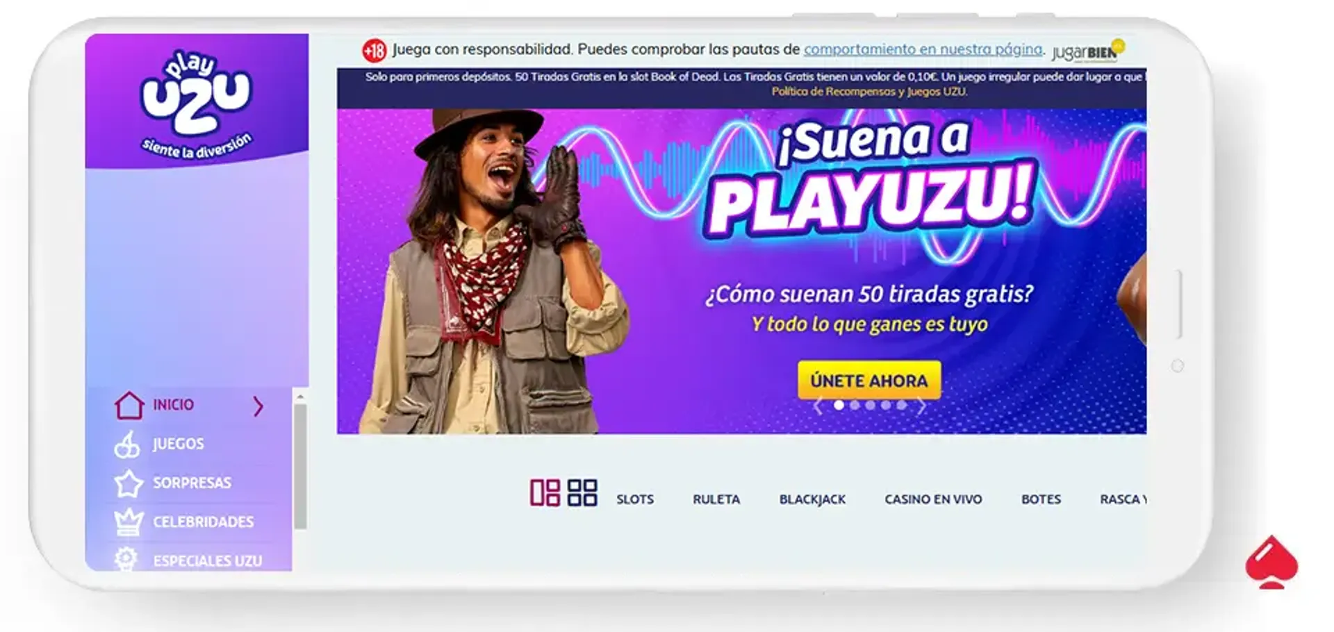 PlayUZU acepta un depósito mínimo de 10 euros