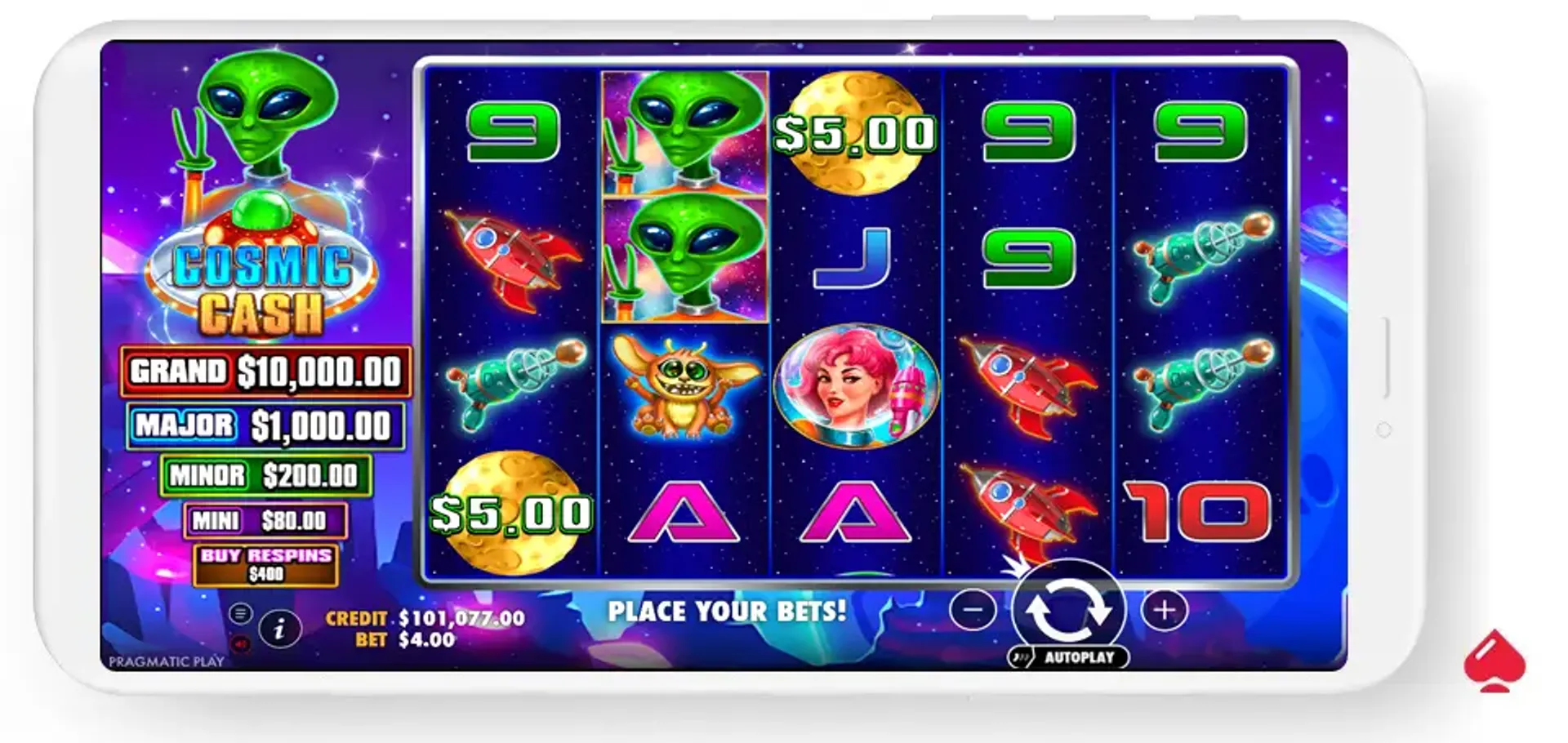La slot Cosmic Cash desde un móvil