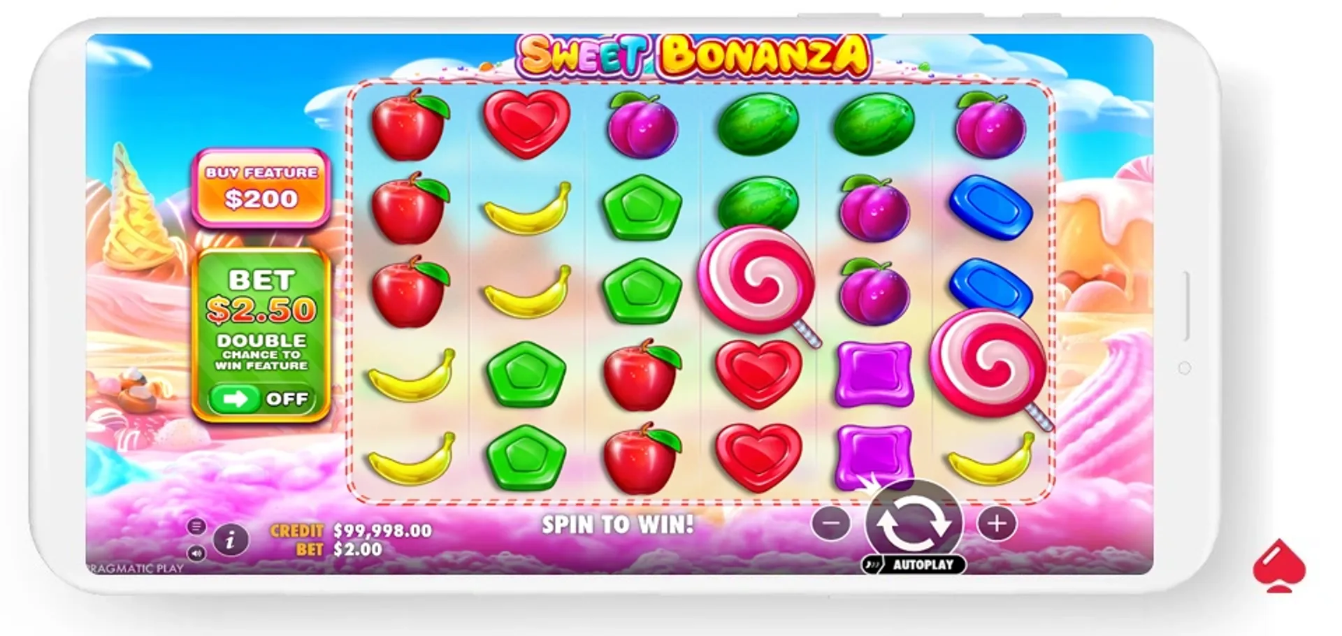Captura del juego Sweet Bonanza, una de las mejores tragamonedas de 1 centavo