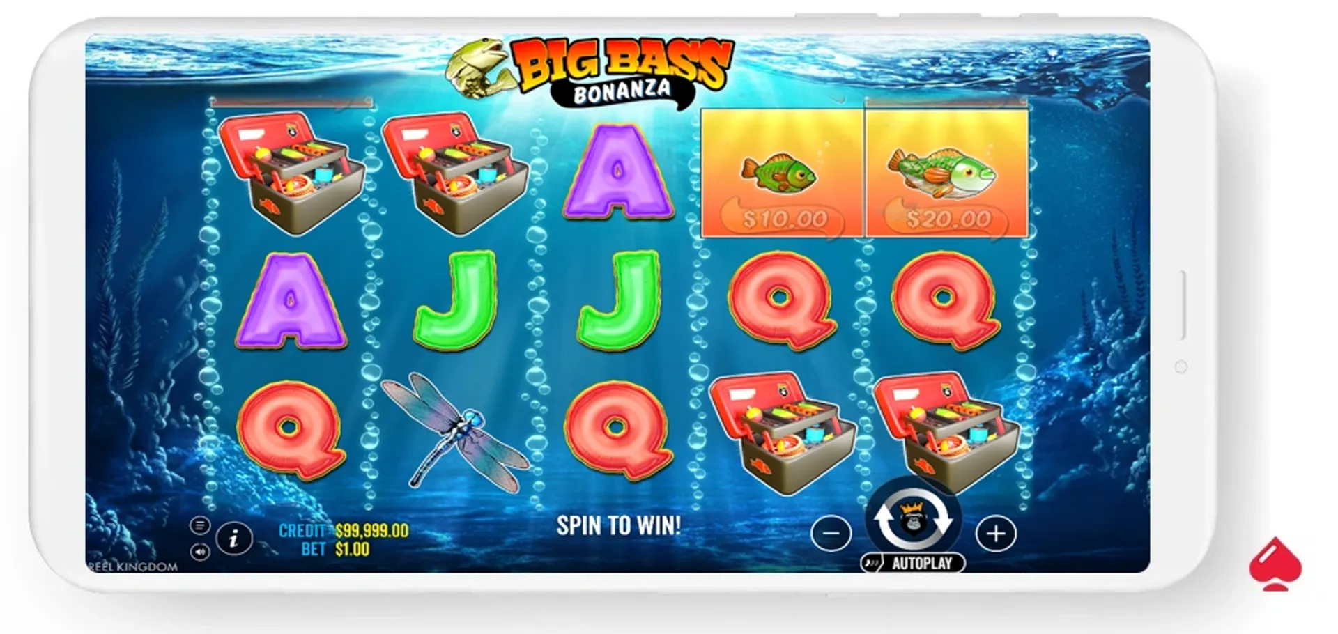 Captura del juego Big Bass Bonanza, una de las mejores tragamonedas de 1 centavo