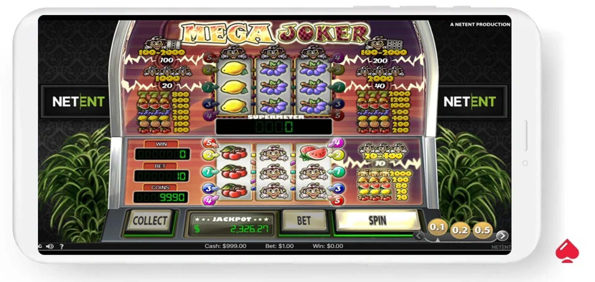 Mega joker slot La tragamonedas Mega Joker tiene un estilo clásico