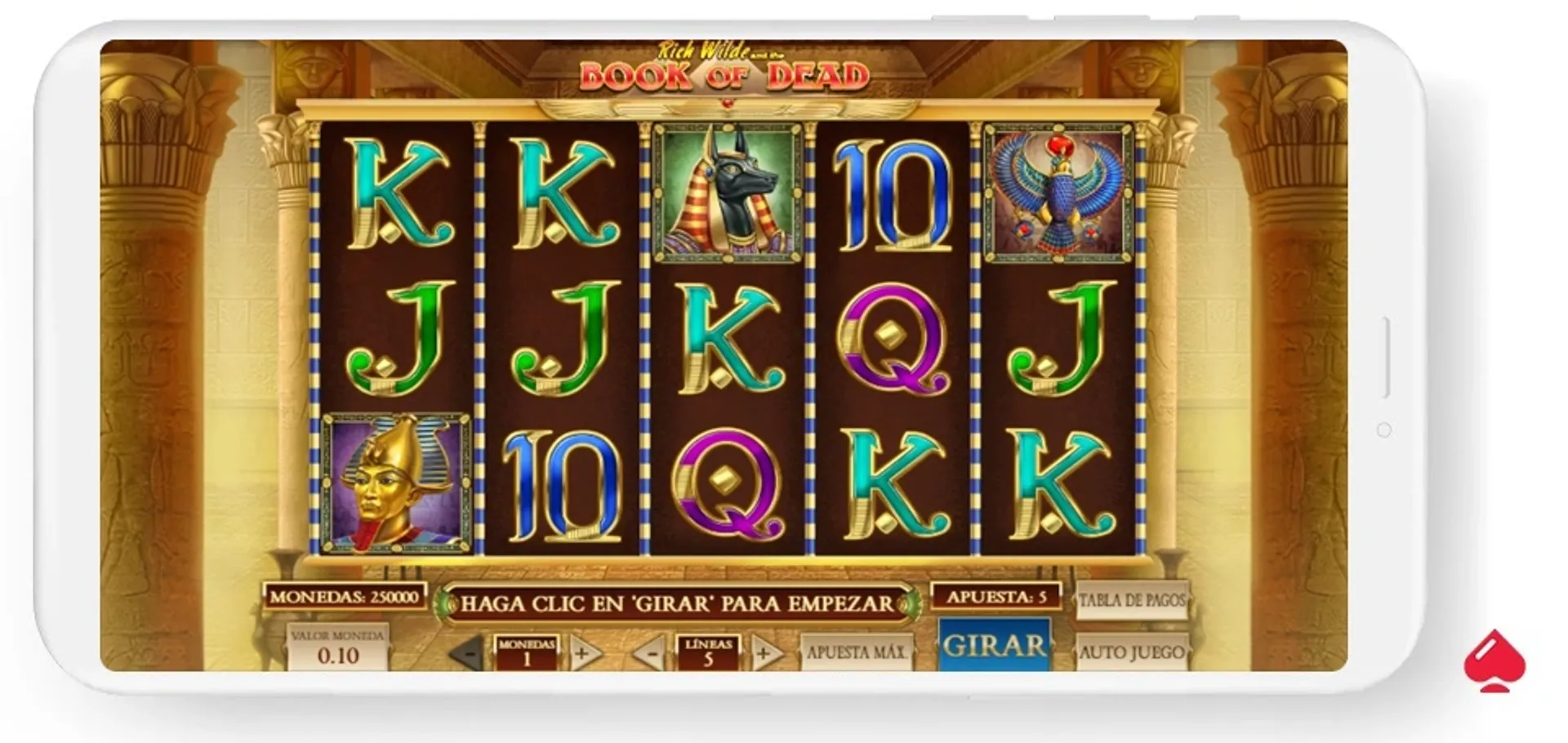 Captura de la slot Book of Dead en 1xbet