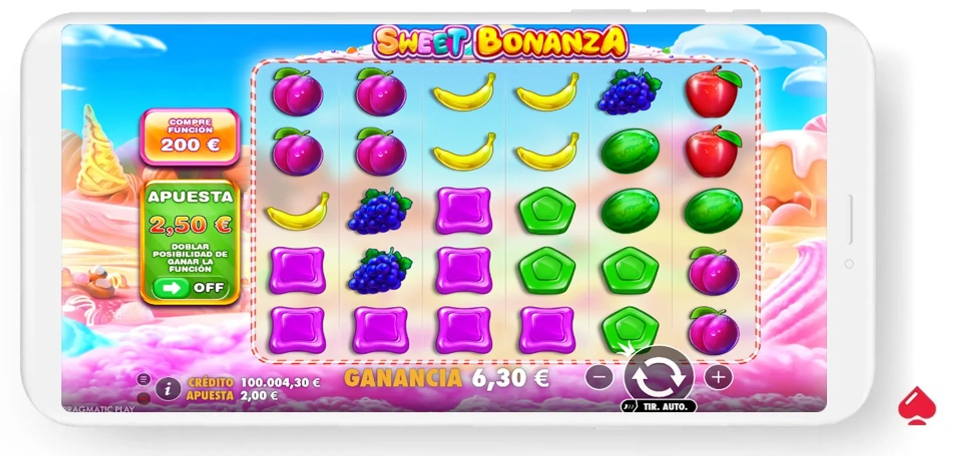 pragmatic play sweet bonanza Captura del juego base de Sweet Bonanza de Pragmatic Play