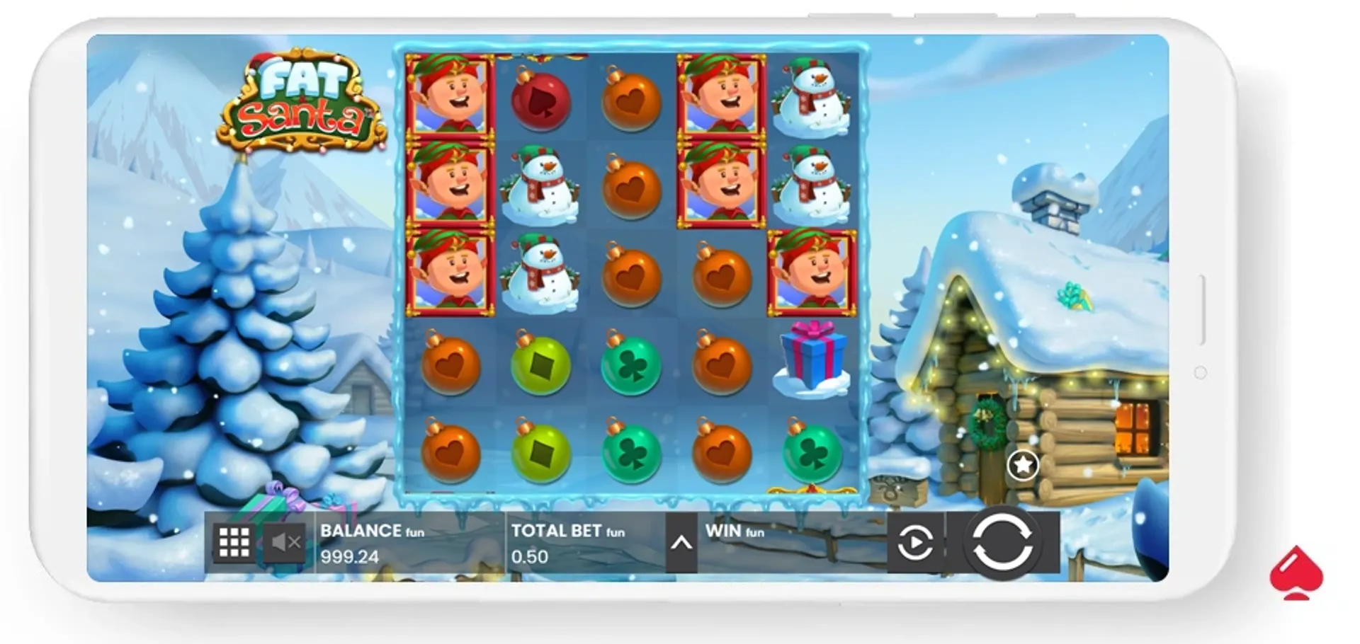 Captura del juego base de la slot navideña Fat Santa