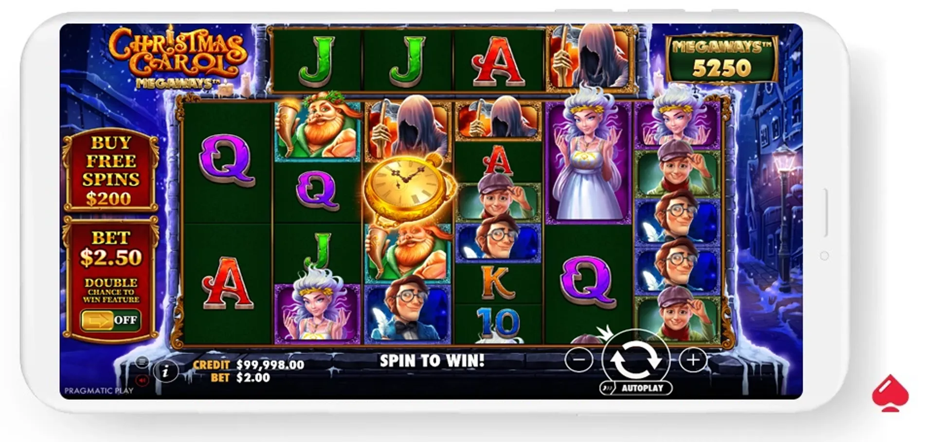 Captura del juego base de la slot navideña Christmas Carol Megaways