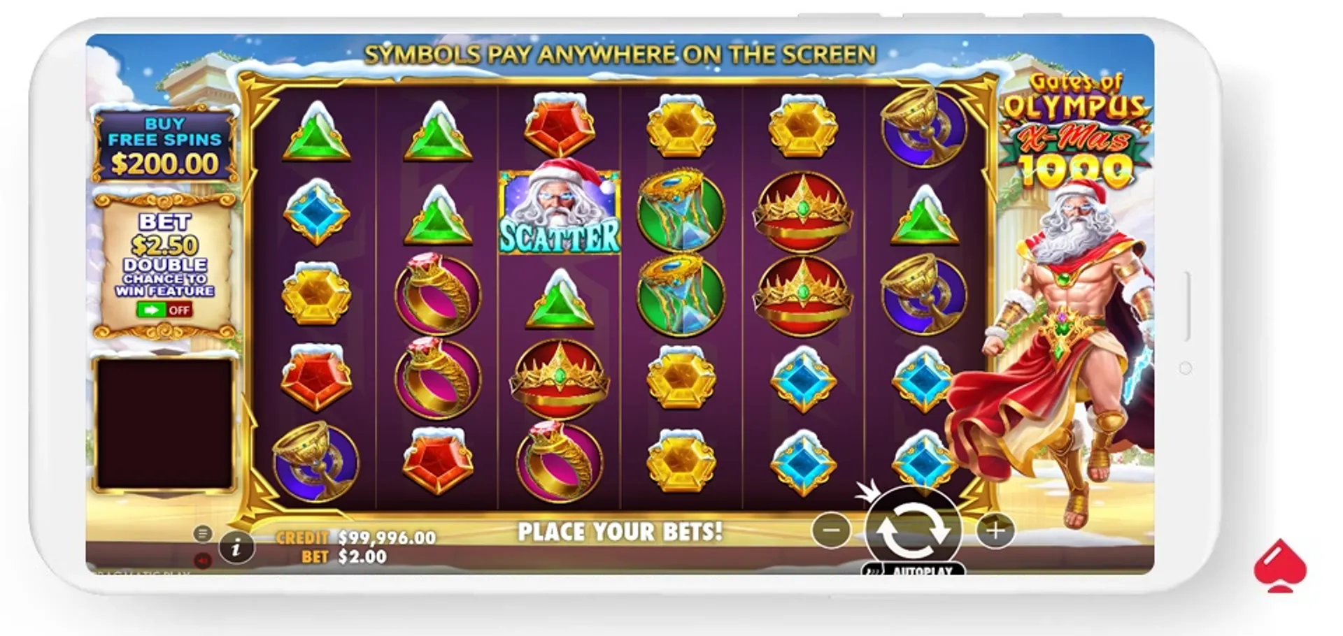 gates of olympus xmas 1000 slot Captura del juego base de la slot navideña Gates of Olympus Xmas 1000