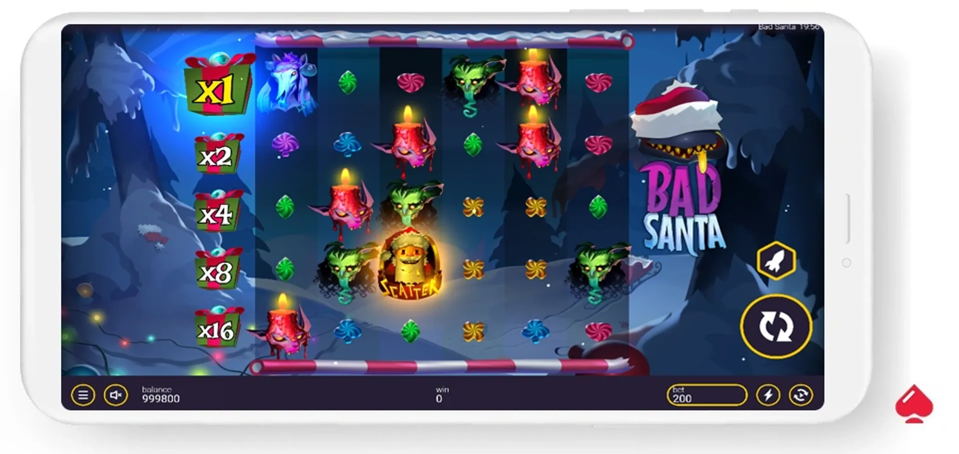 bad santa slot Captura del juego base de la slot navideña Bad Santa