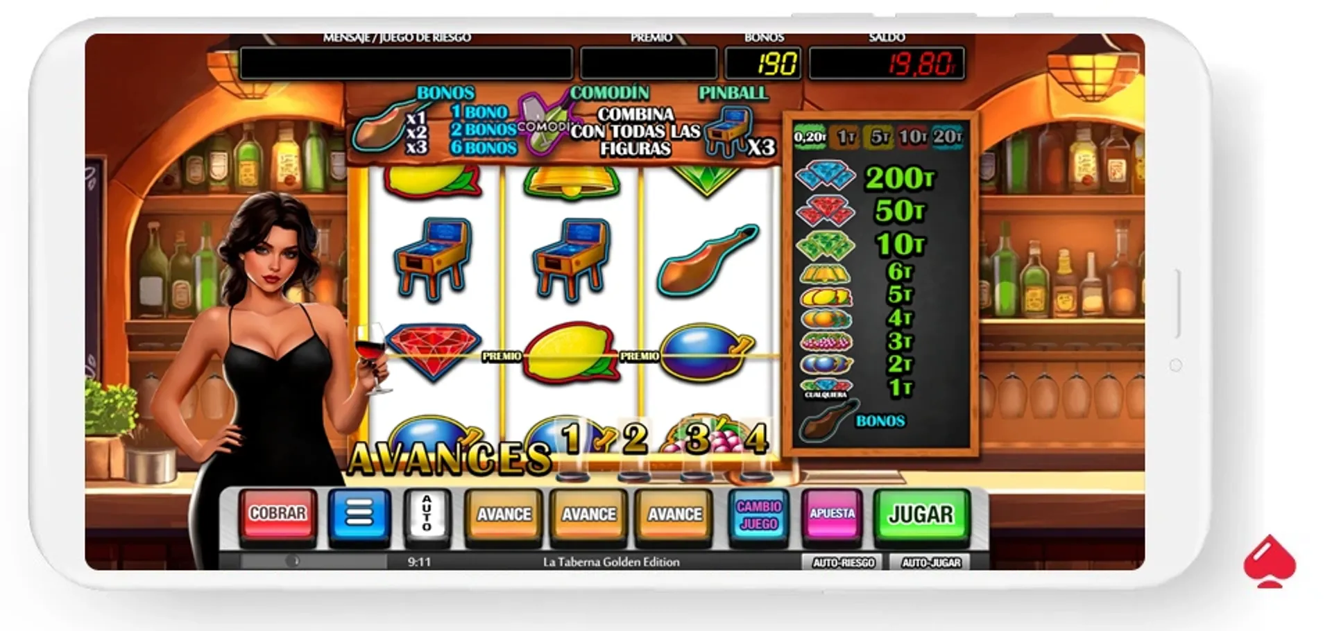 Captura de la slot La Taberna Golden Edition de MGA