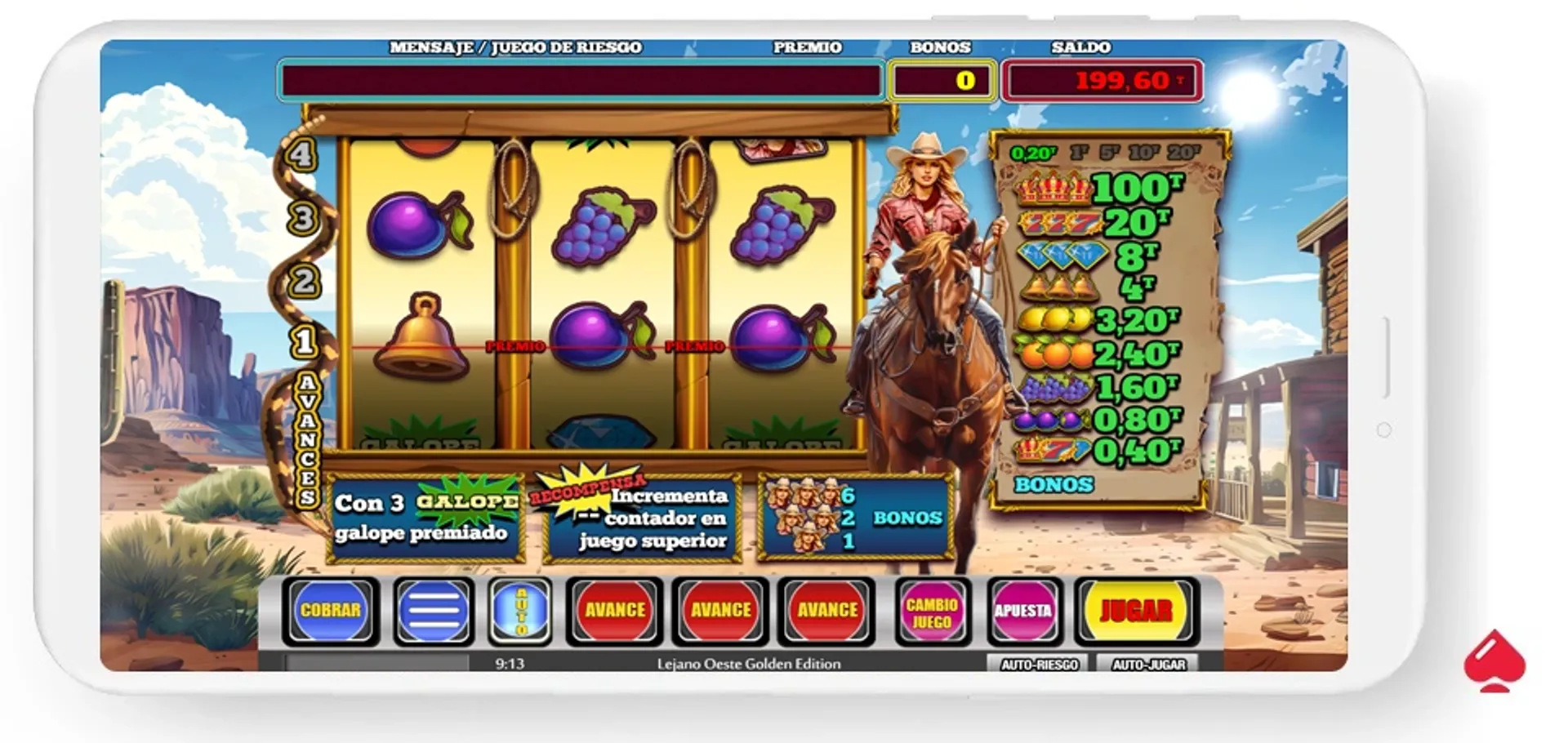 Captura de la slot Lejano Oeste Golden Edition