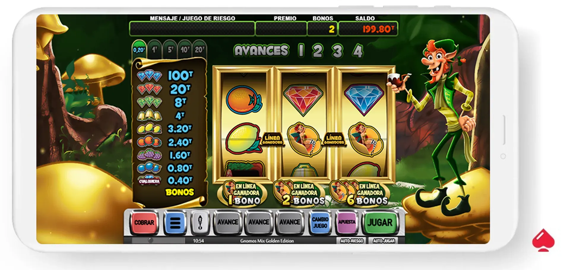 gnomos mix golden edition Juego base de la slot Gnomos Mix Golden Edition