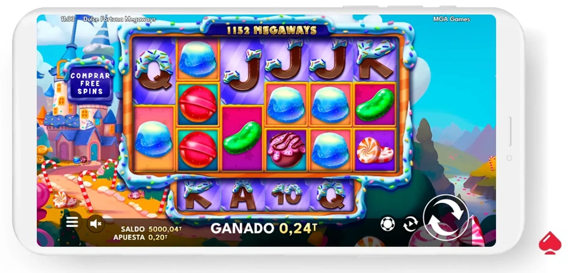 dulce fortuna mga Captura del juego base de la slot Dulce fortuna de MGA