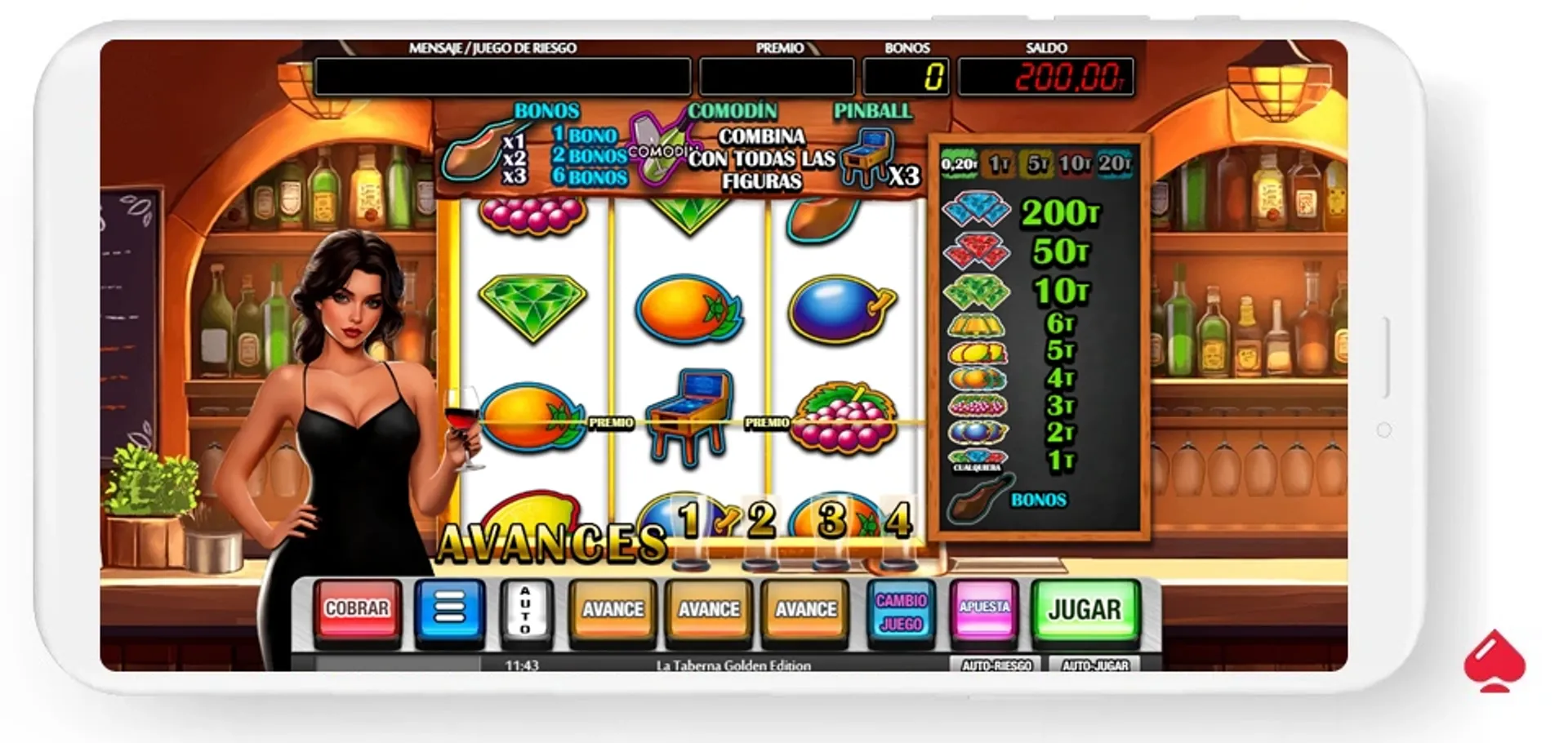 la taberna golden edition mga Captura del juego base de la slot La Taberna Golden Edition de MGA