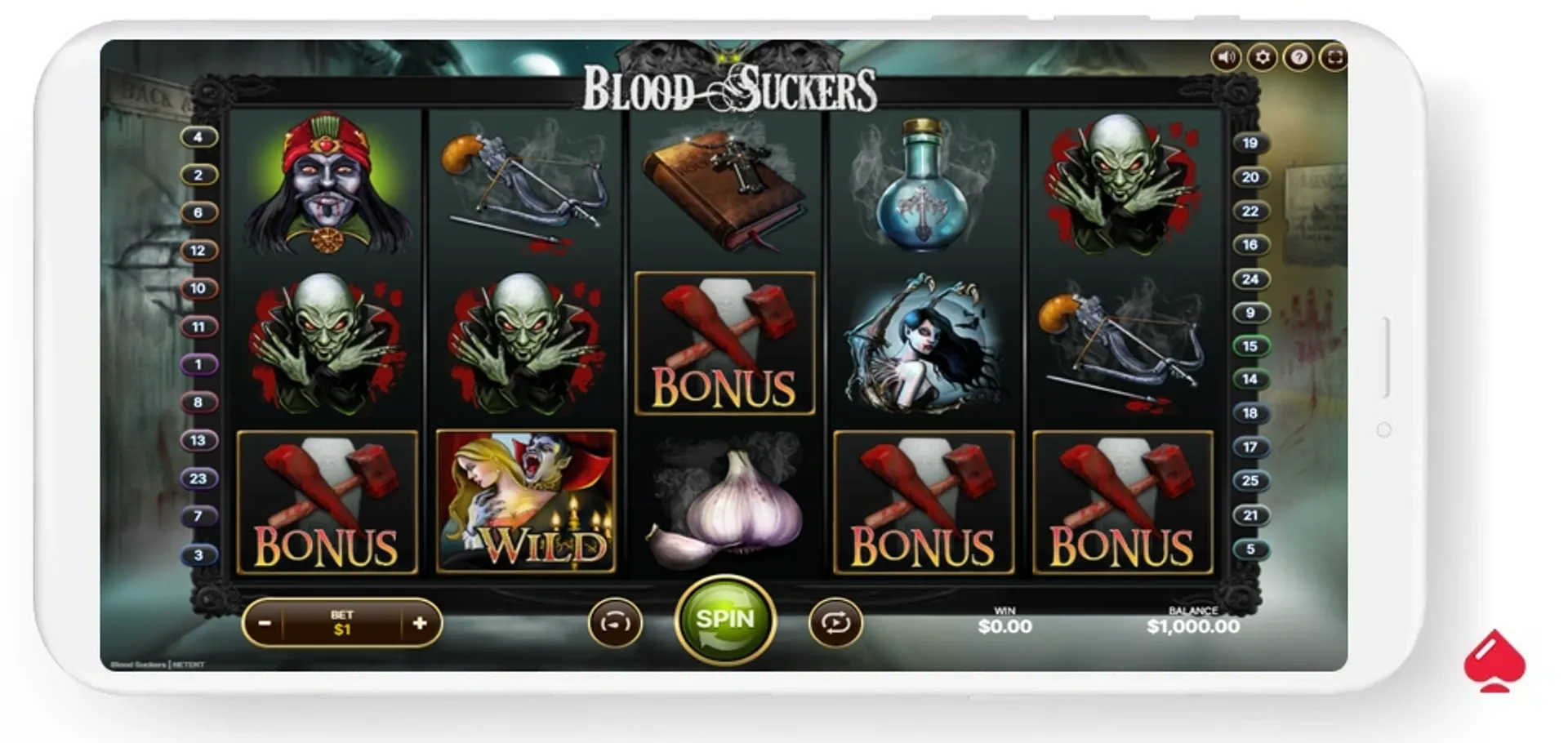 blood suckers slot Captura del juego base de la slot Blood Suckers de NetEnt