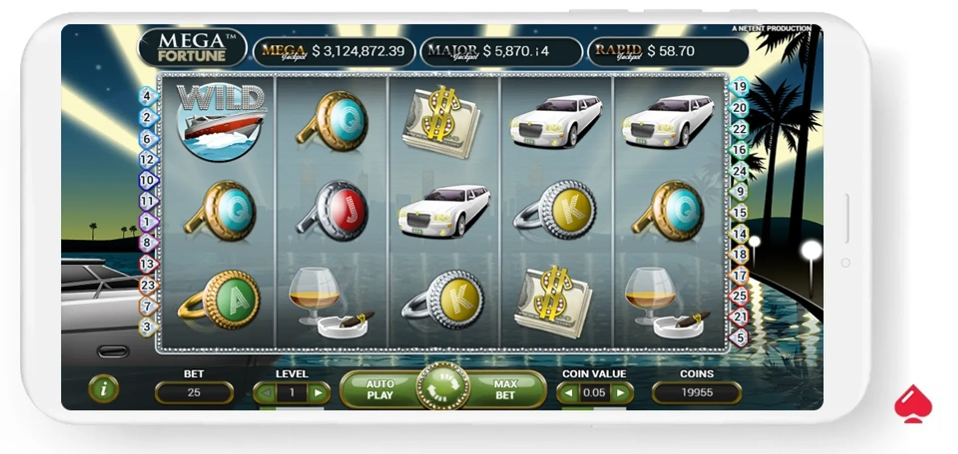 mega fortune slot Captura del juego base de la slot Mega Fortune de NetEnt