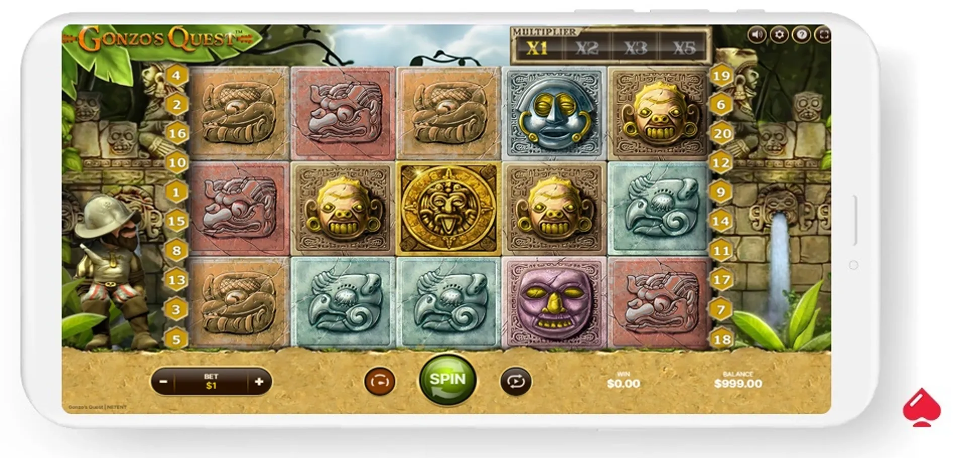 gonzo's quest slot Captura del juego base de la slot Gonzo's Quest de NetEnt