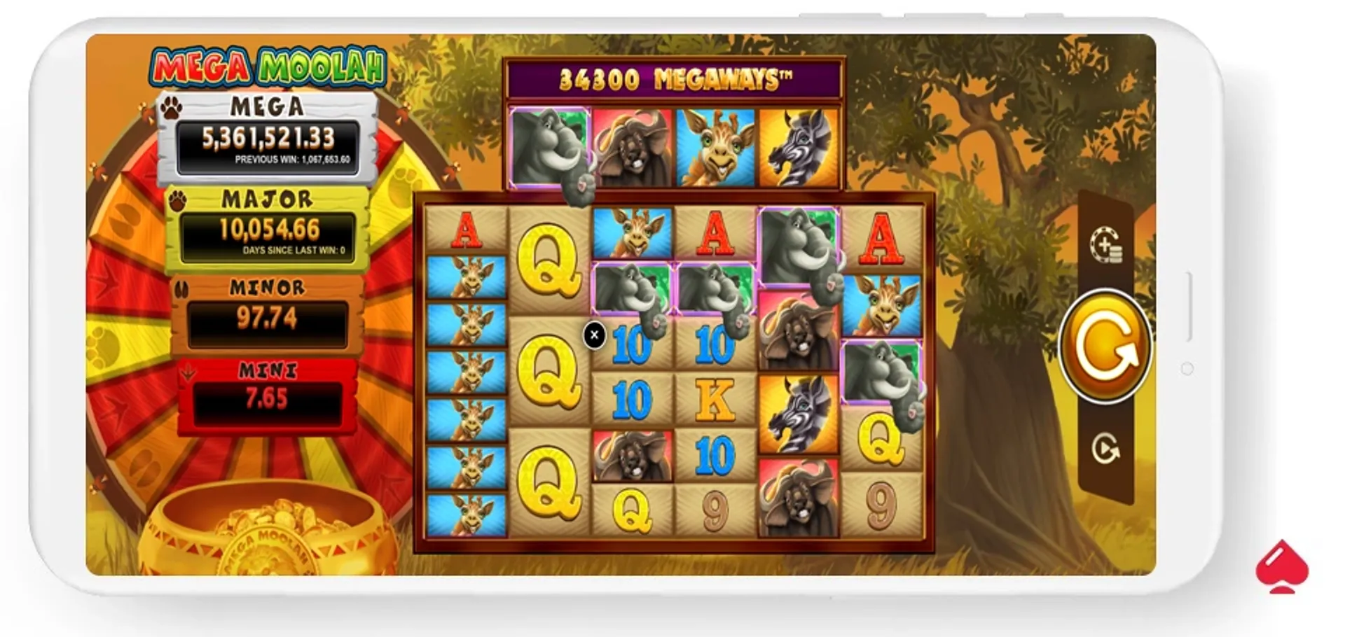 mega moolah slot Captura del juego base de Mega Moolah de Games Global