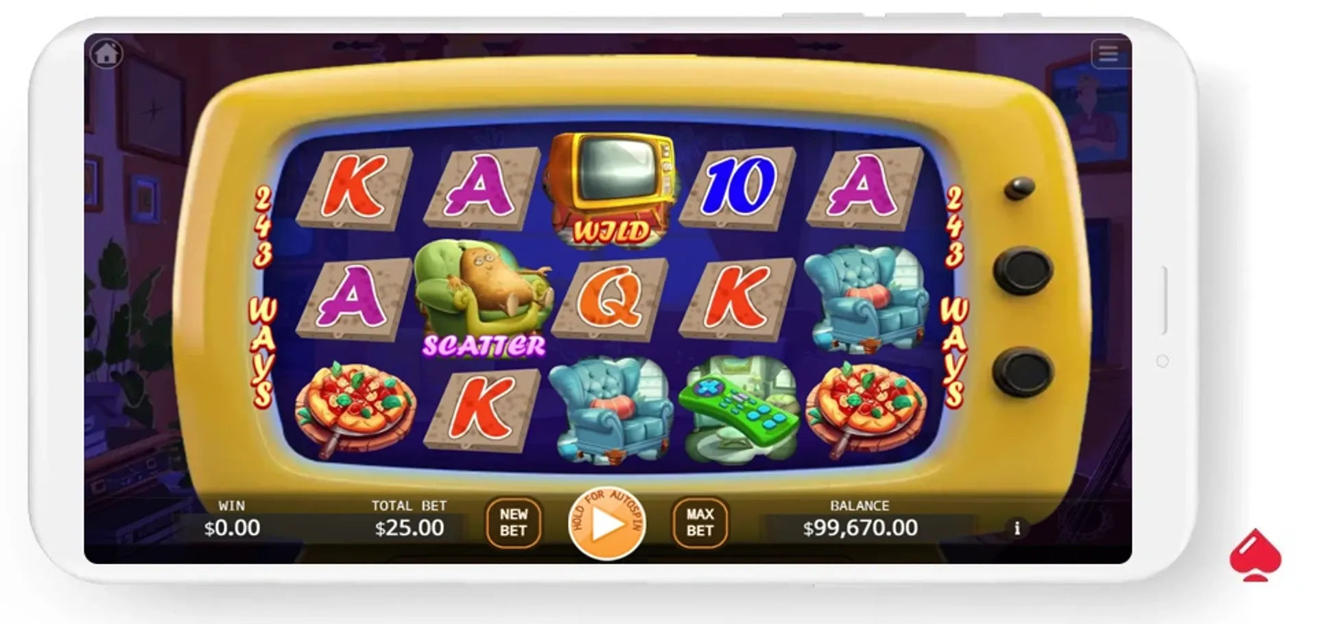 couch potato slot Captura del juego base de la slot Couch Potato de Games Global