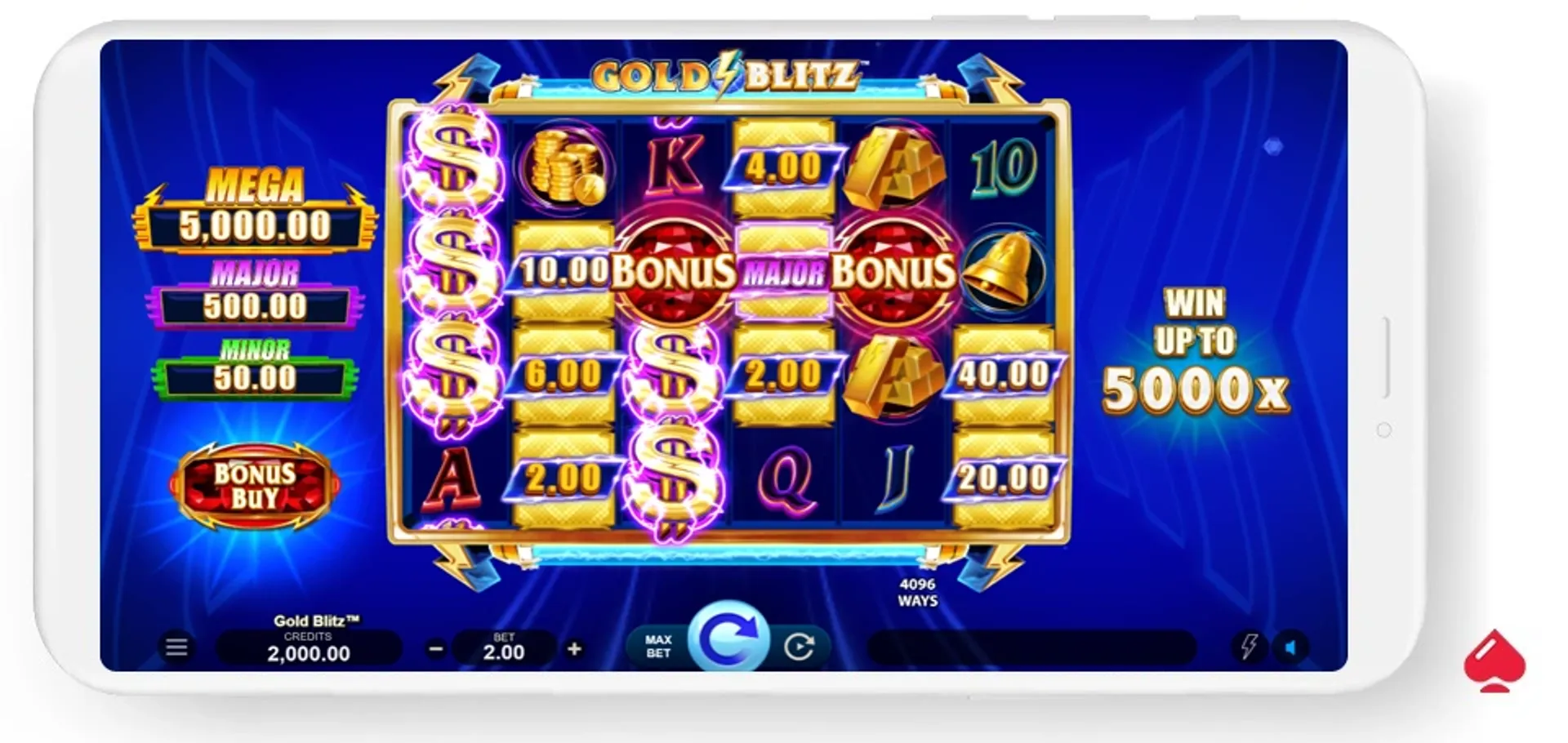 gold blitz slot Captura del juego base de la slot Gold Blitz de Games Global