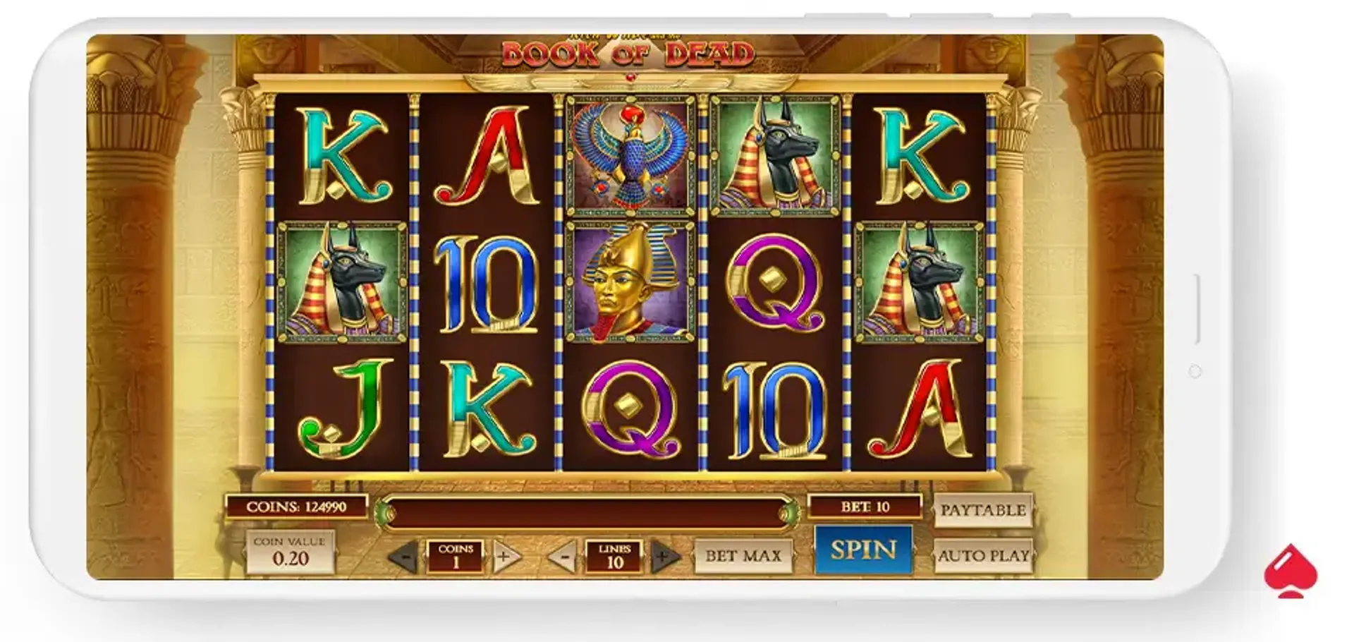 Juego base de la slot Book of Dead en bet365