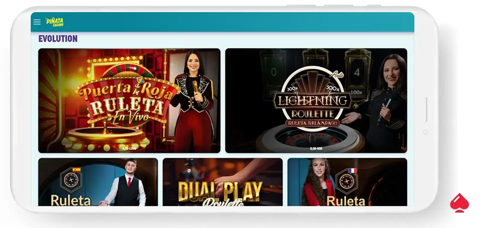 El casino online Piñata ofrece ruletas en vivo