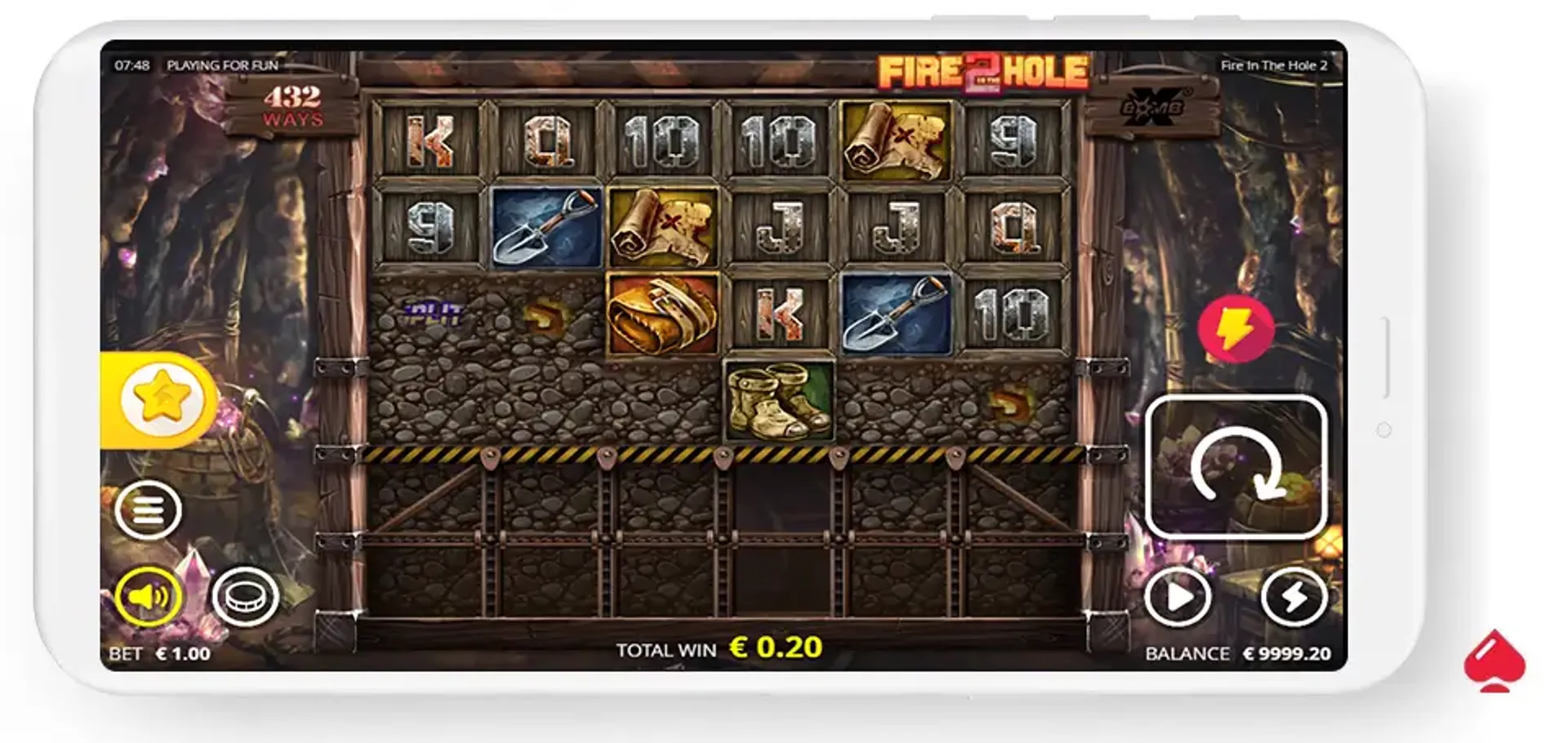 Juego base de la tragamonedas Fire in the Hole 2 en el casino PlayUZU