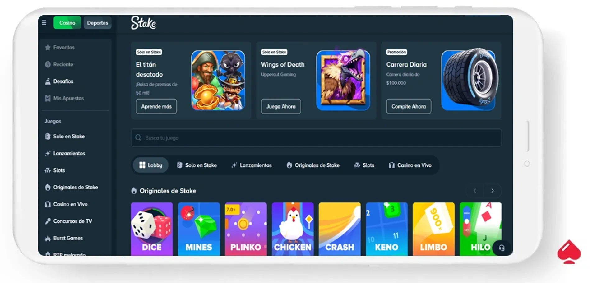 Stake es un buen casino con criptomonedas