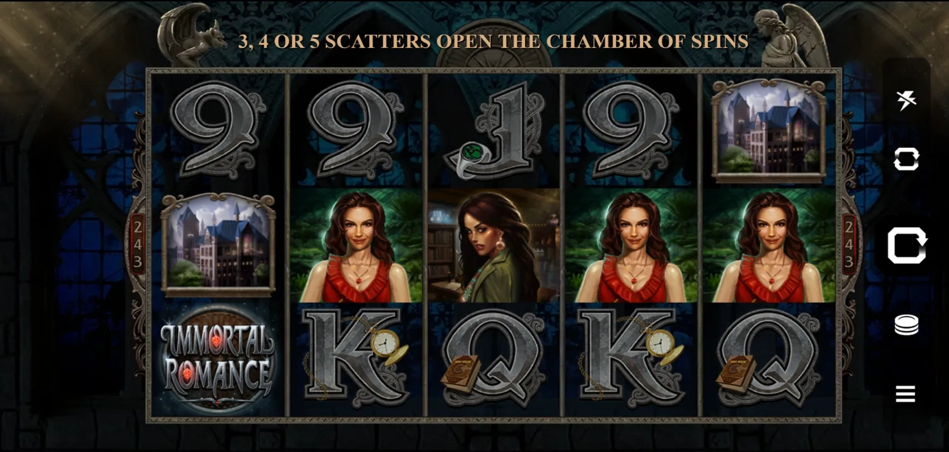 Captura del juego base de la slot Immortal Romance