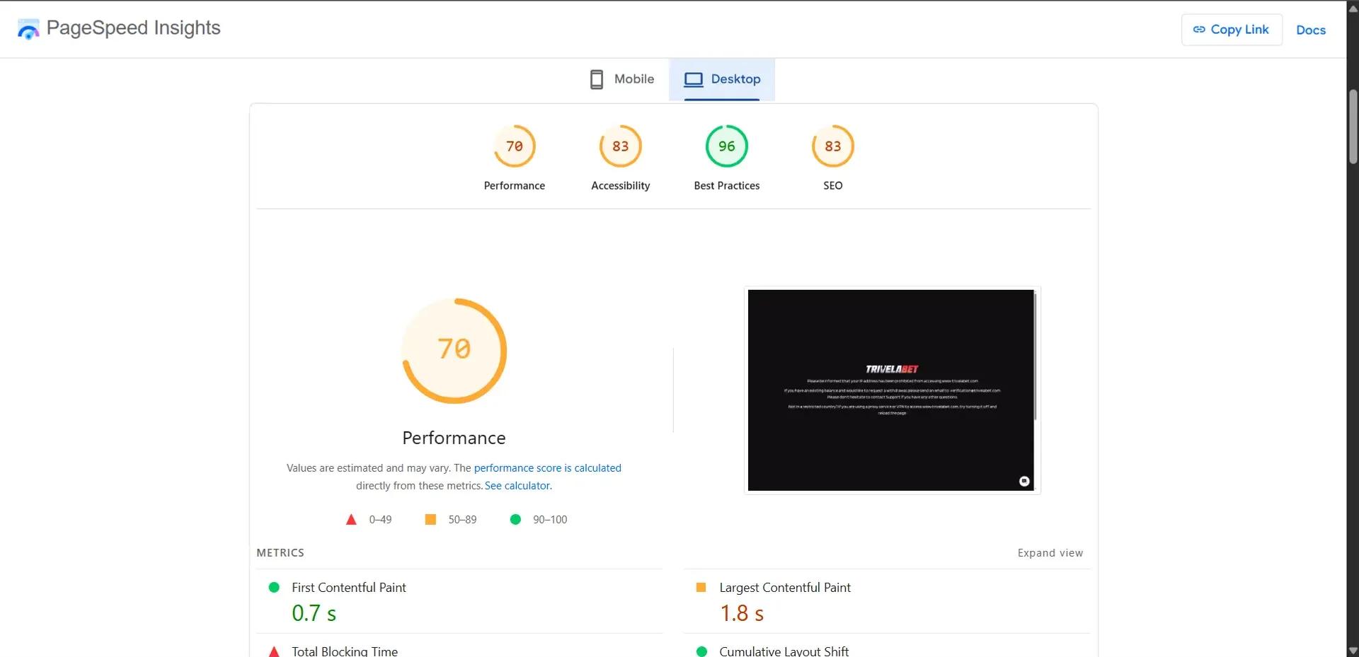 How Trivelabet performs