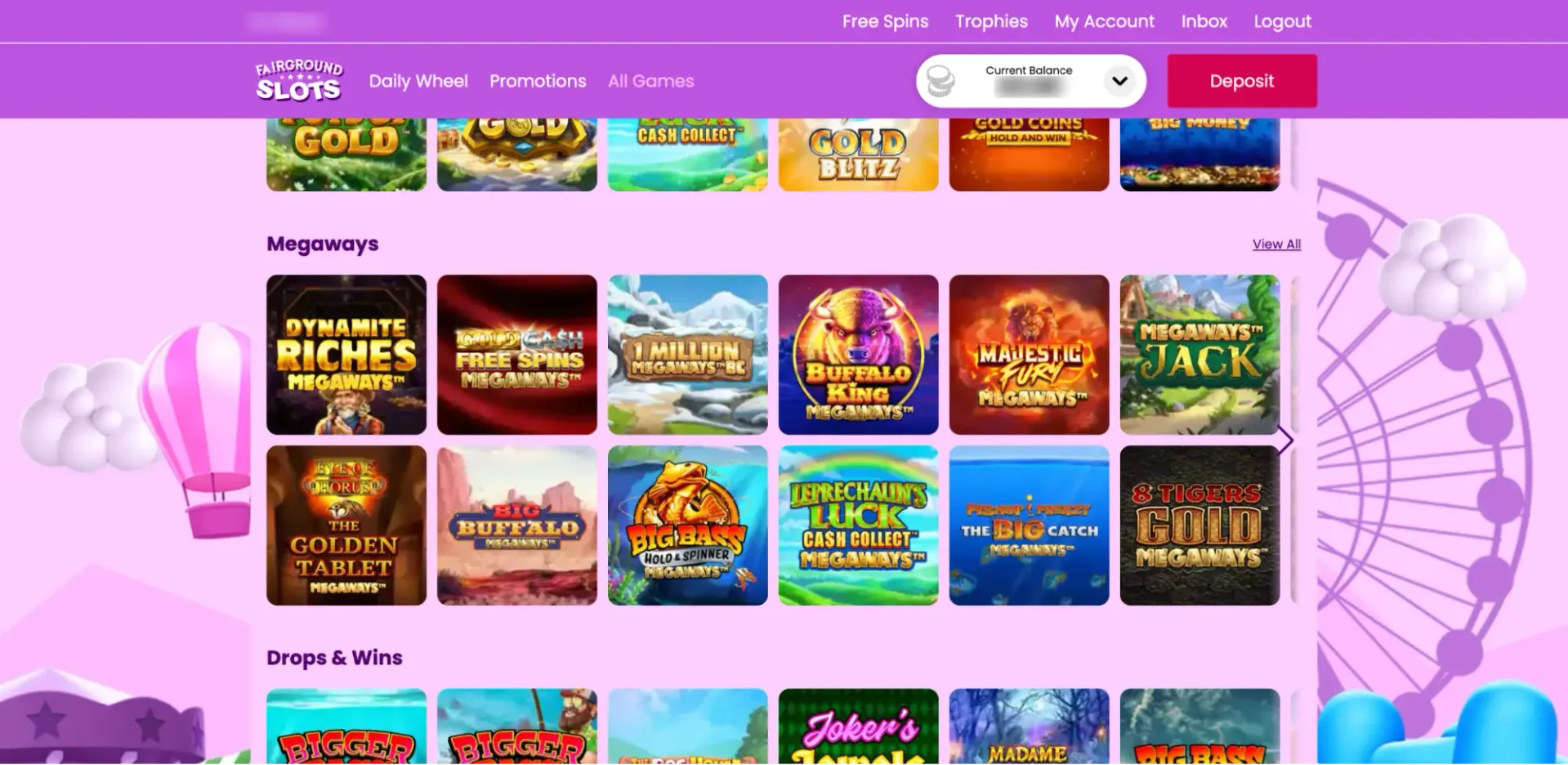Fairground megaways slots