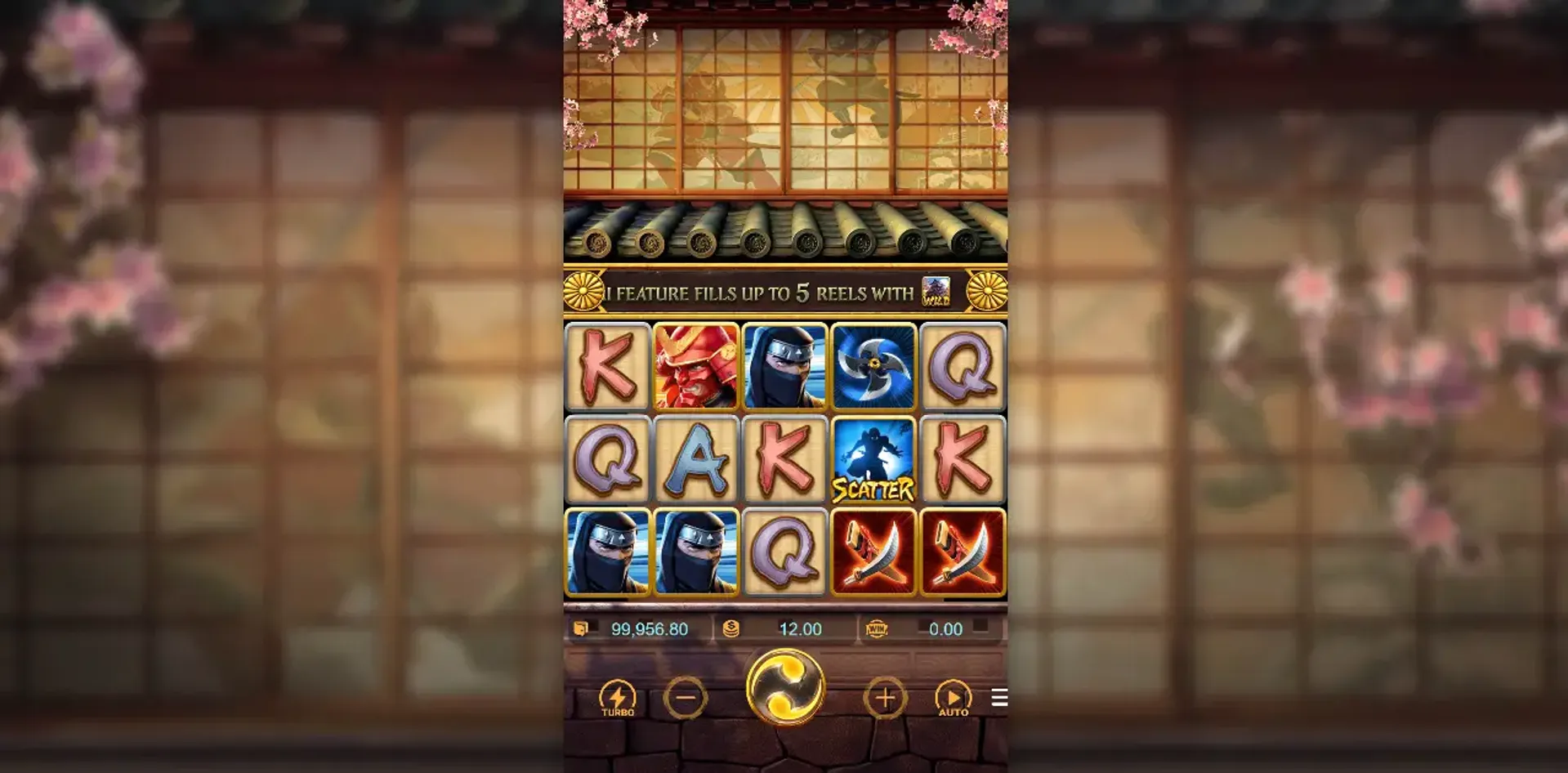 Juego base en la slot Ninja vs Samurai