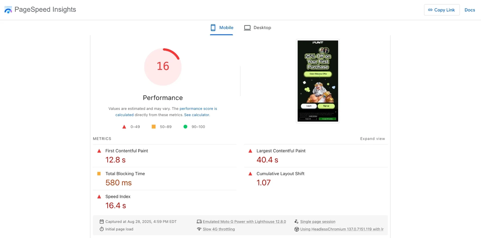 Page speed mobile performance Page speed mobile performance