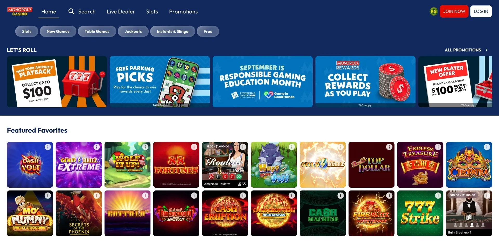 Monopoly casino featured favorites Monopoly casino featured favorites